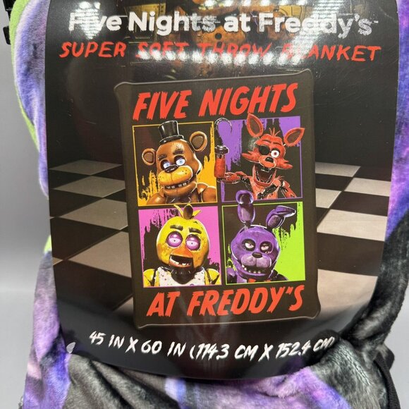 Five Nights At Freddy's FNAF Character Grid Throw Blanket 45" x 60" NEW - Picture 3 of 5